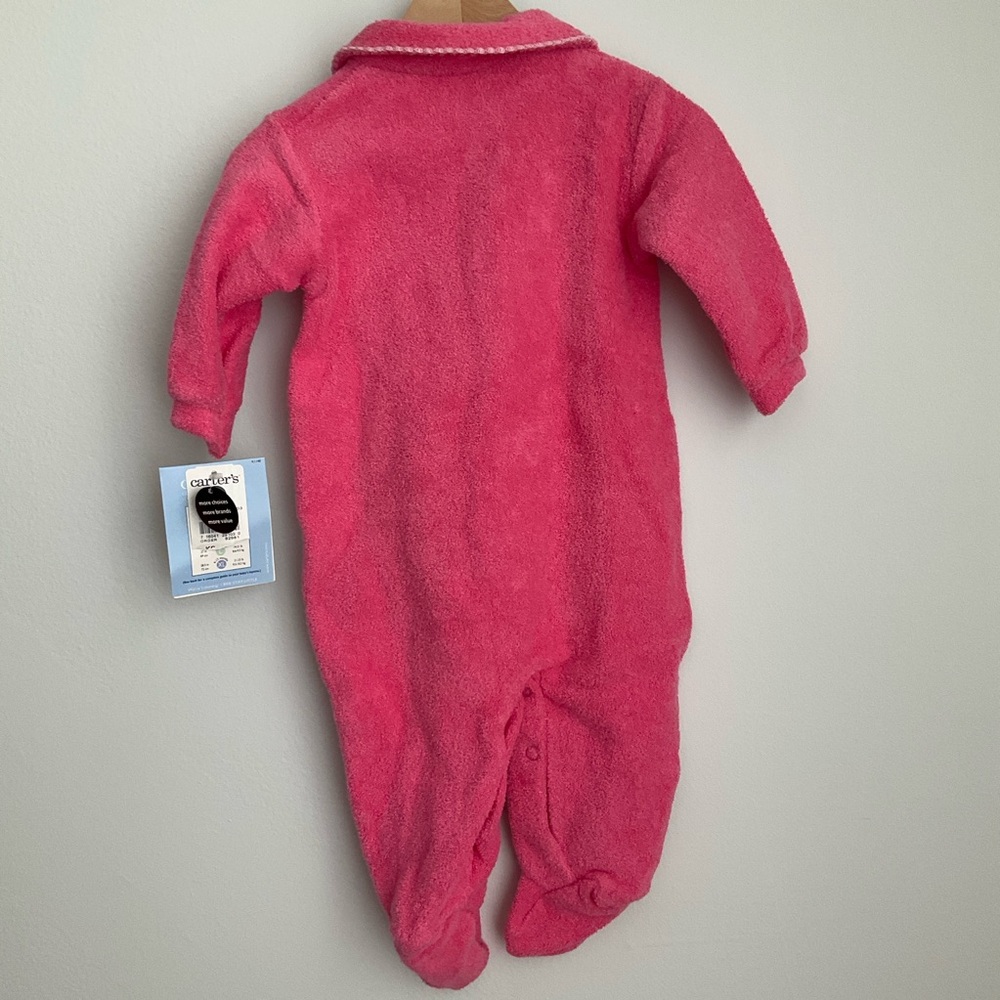 Carter's NWT Pink Plush Footed One-Piece with Bunny Applique - Picture 4 of 7